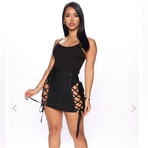 Dare I Show Lace Up Mini Skirt - Black